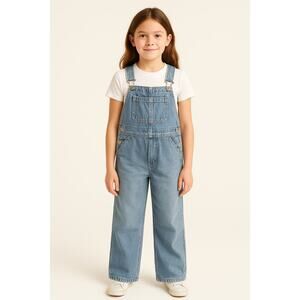 Vintage 90s GAP Girls Denim Overalls Size M Wide Leg Adjustable Straps